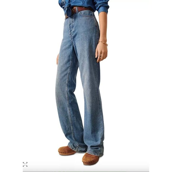 ba&sh Denim - ba&sh Clifford High Rise Straight Leg Jeans in Blue Jeans Size Large 31" Waist